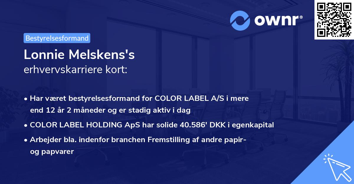 Lonnie Melskens's erhvervskarriere kort