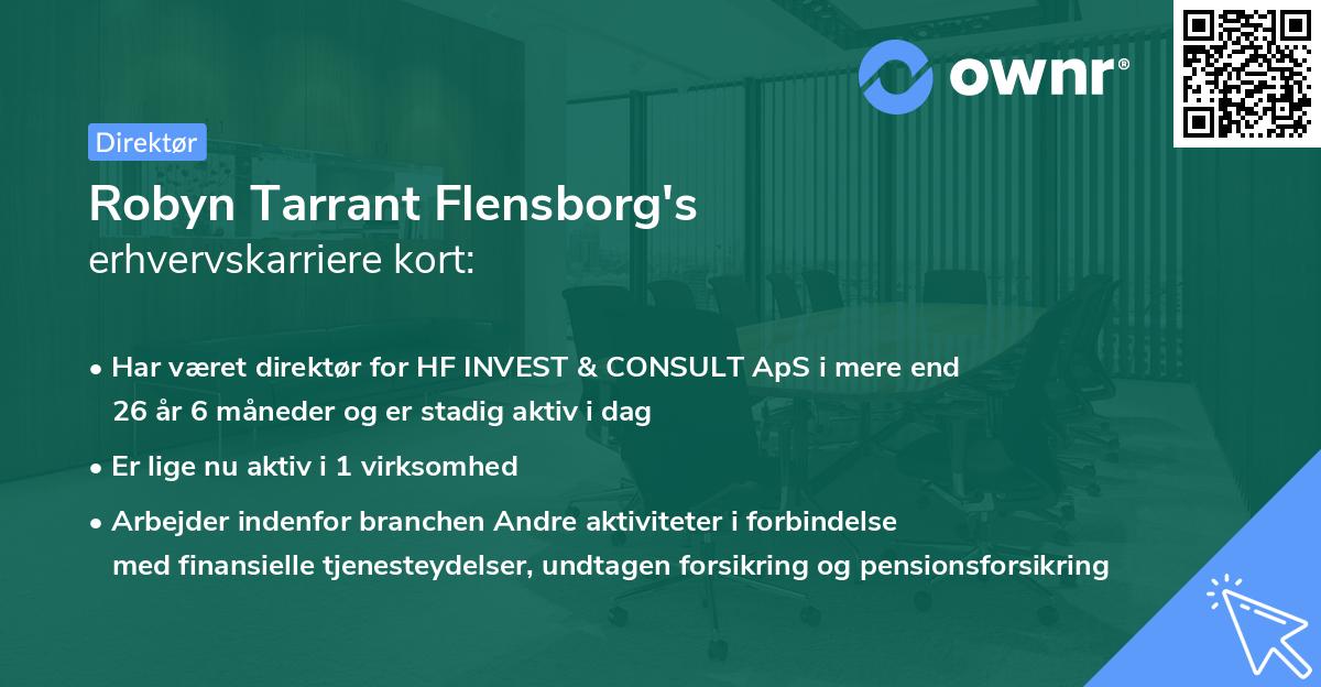 Robyn Tarrant Flensborg's erhvervskarriere kort