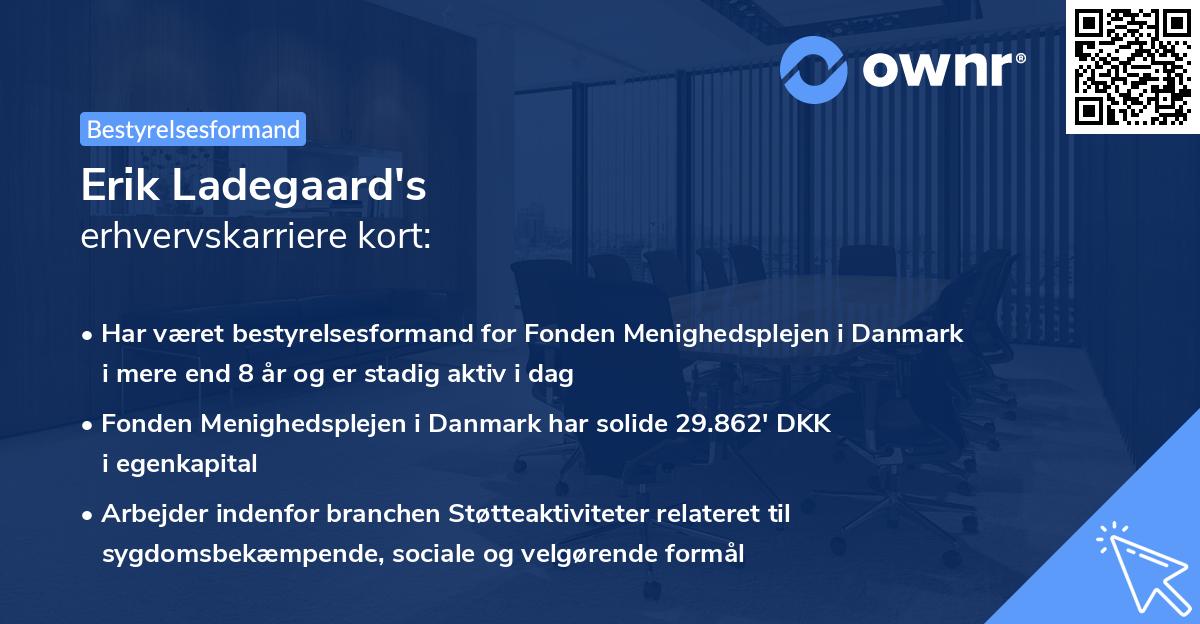 Erik Ladegaard's erhvervskarriere kort