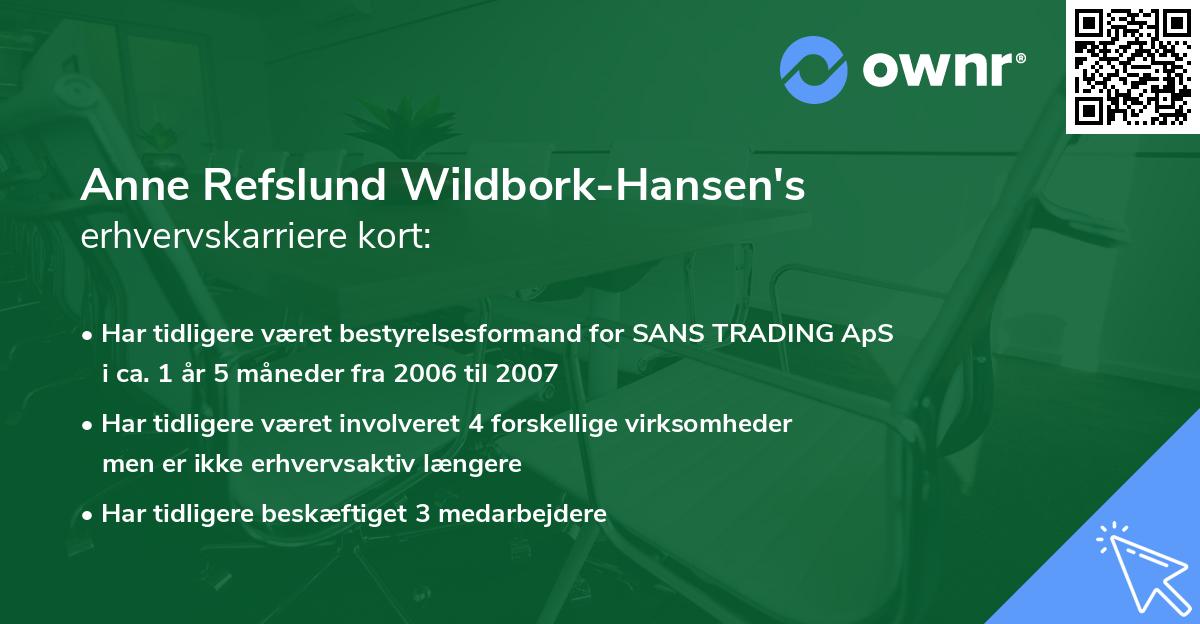 Anne Refslund Wildbork-Hansen's erhvervskarriere kort