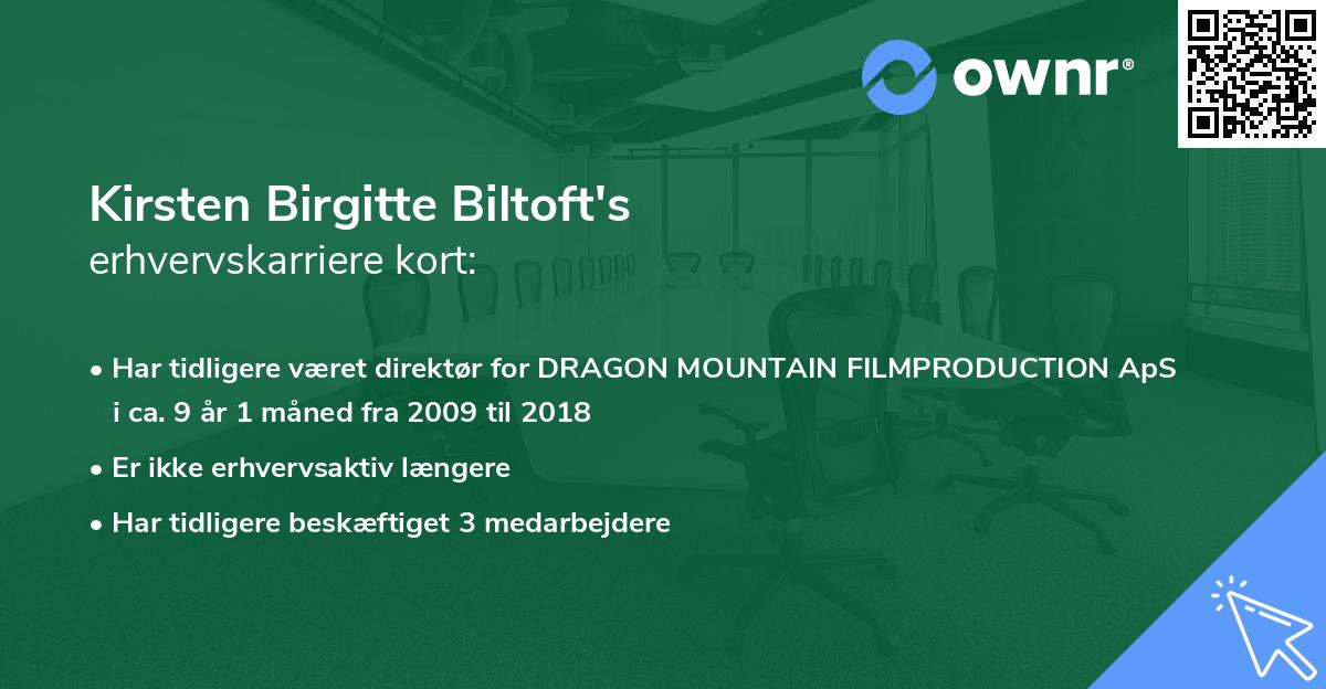 Kirsten Birgitte Biltoft's erhvervskarriere kort