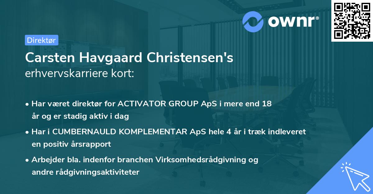 Carsten Havgaard Christensen's erhvervskarriere kort