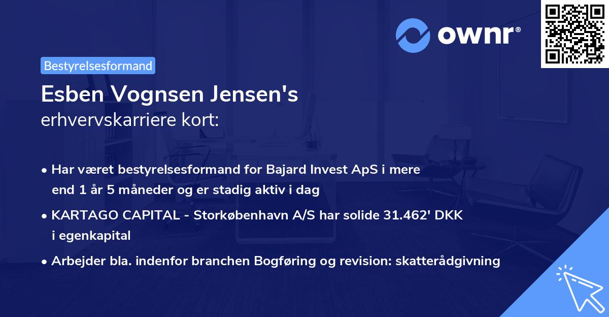 Esben Vognsen Jensen's erhvervskarriere kort