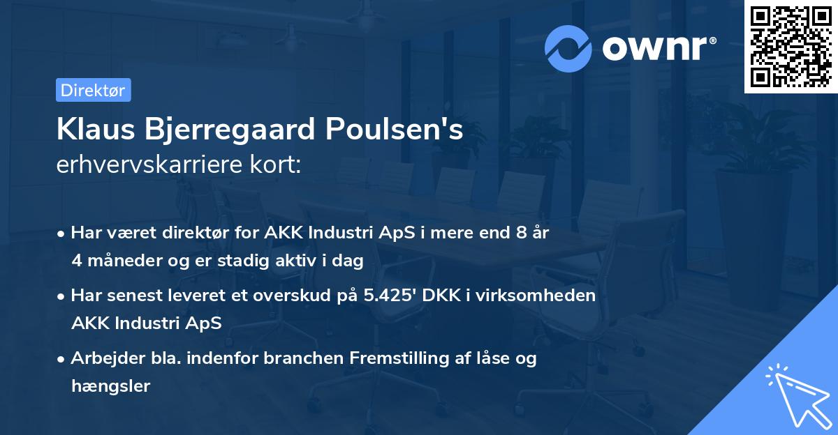 Klaus Bjerregaard Poulsen's erhvervskarriere kort