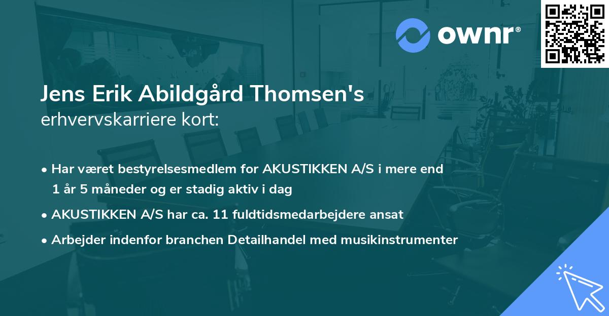 Jens Erik Abildgård Thomsen's erhvervskarriere kort