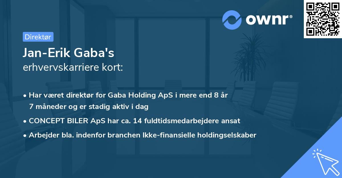 Jan-Erik Gaba's erhvervskarriere kort
