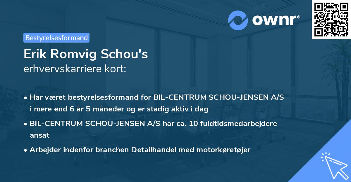 Erik Romvig Schou's erhvervskarriere kort