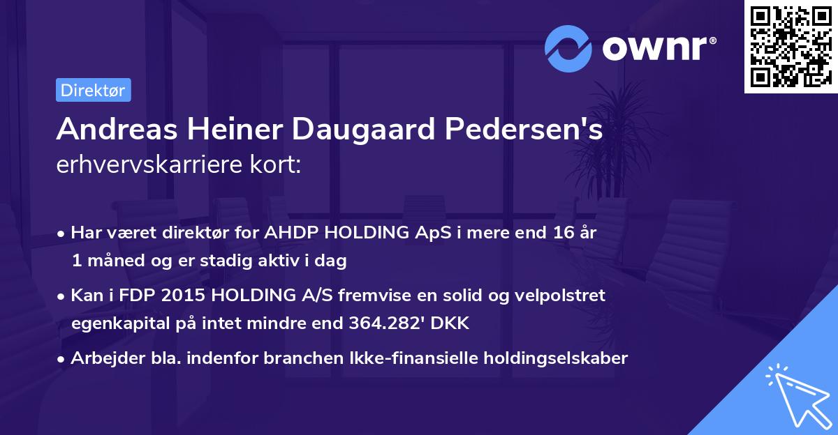 Andreas Heiner Daugaard Pedersen's erhvervskarriere kort