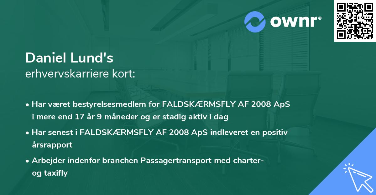 Daniel Lund's erhvervskarriere kort