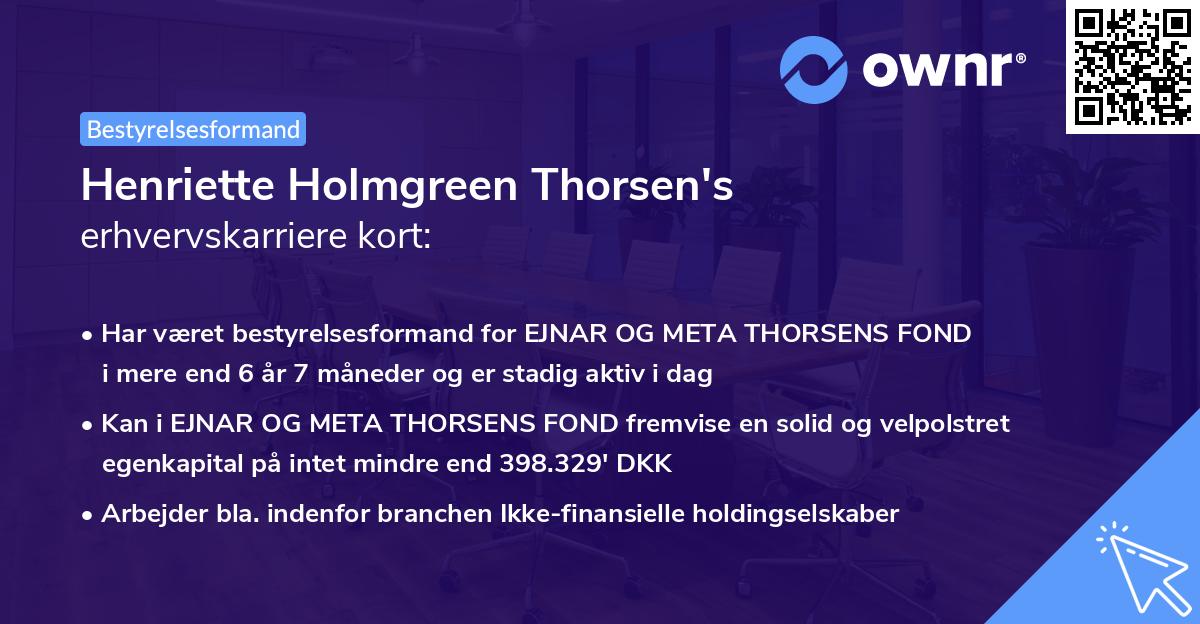 Henriette Holmgreen Thorsen's erhvervskarriere kort