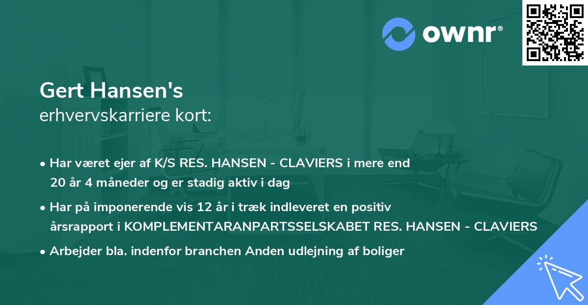Gert Hansen's erhvervskarriere kort