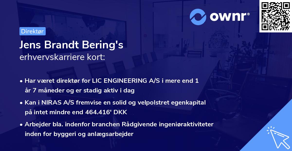 Jens Brandt Bering's erhvervskarriere kort