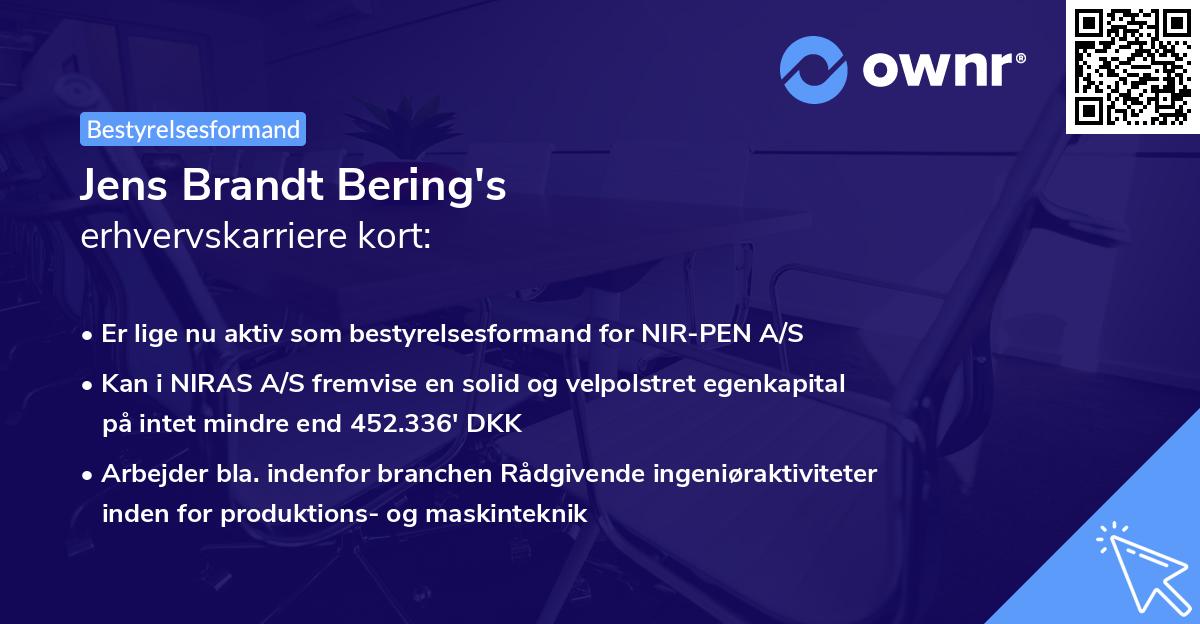 Jens Brandt Bering's erhvervskarriere kort