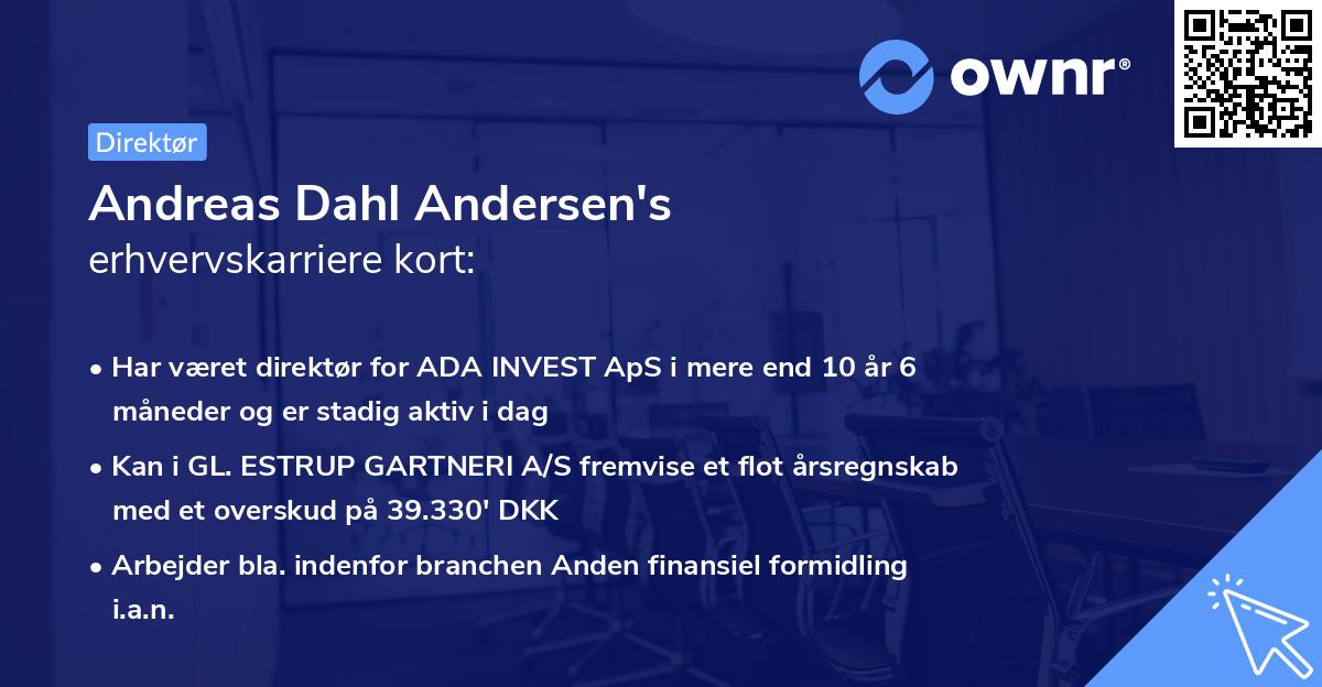 Andreas Dahl Andersen's erhvervskarriere kort