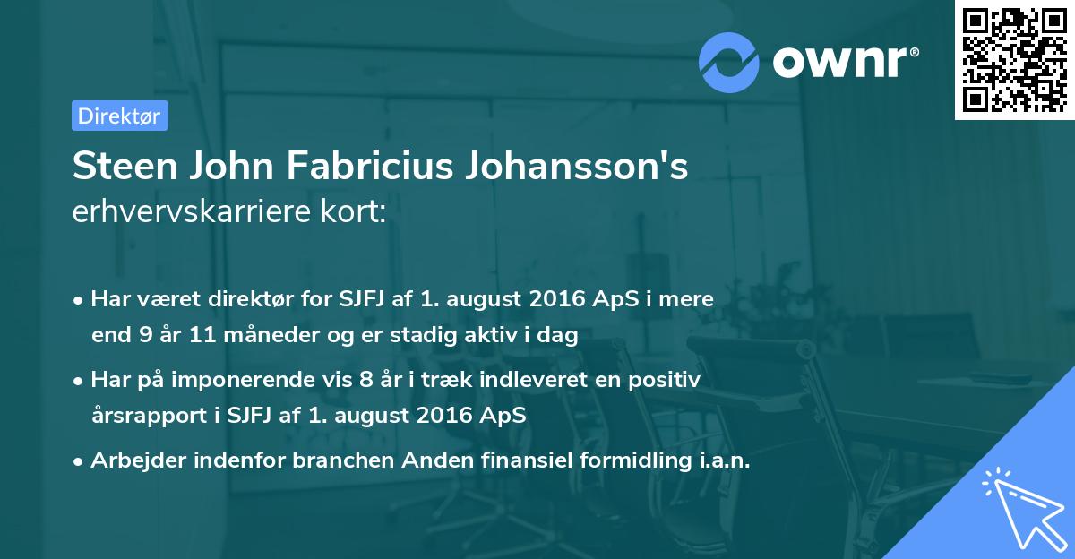 Steen John Fabricius Johansson's erhvervskarriere kort
