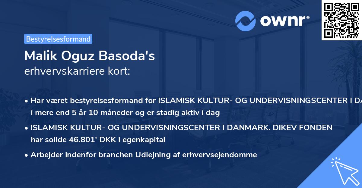 Malik Oguz Basoda's erhvervskarriere kort