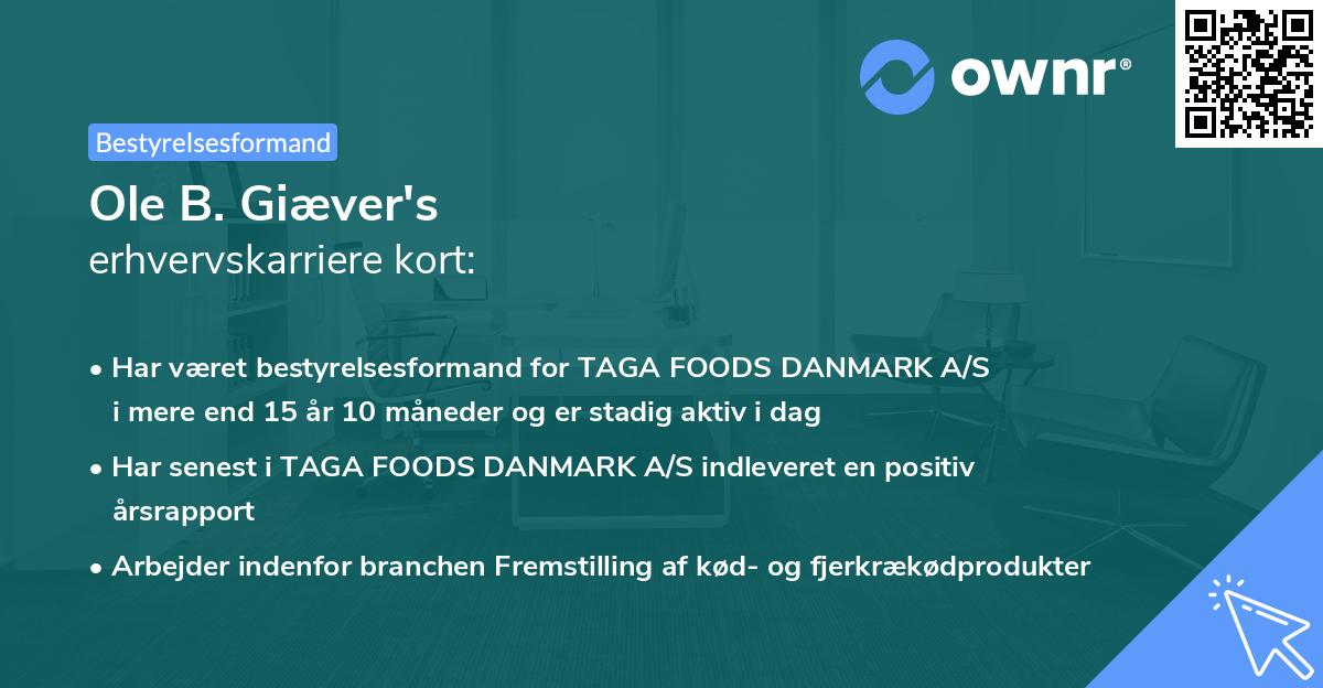 Ole B. Giæver's erhvervskarriere kort