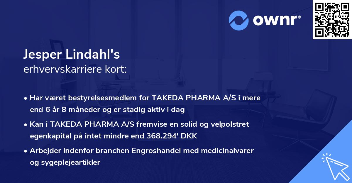 Jesper Lindahl's erhvervskarriere kort