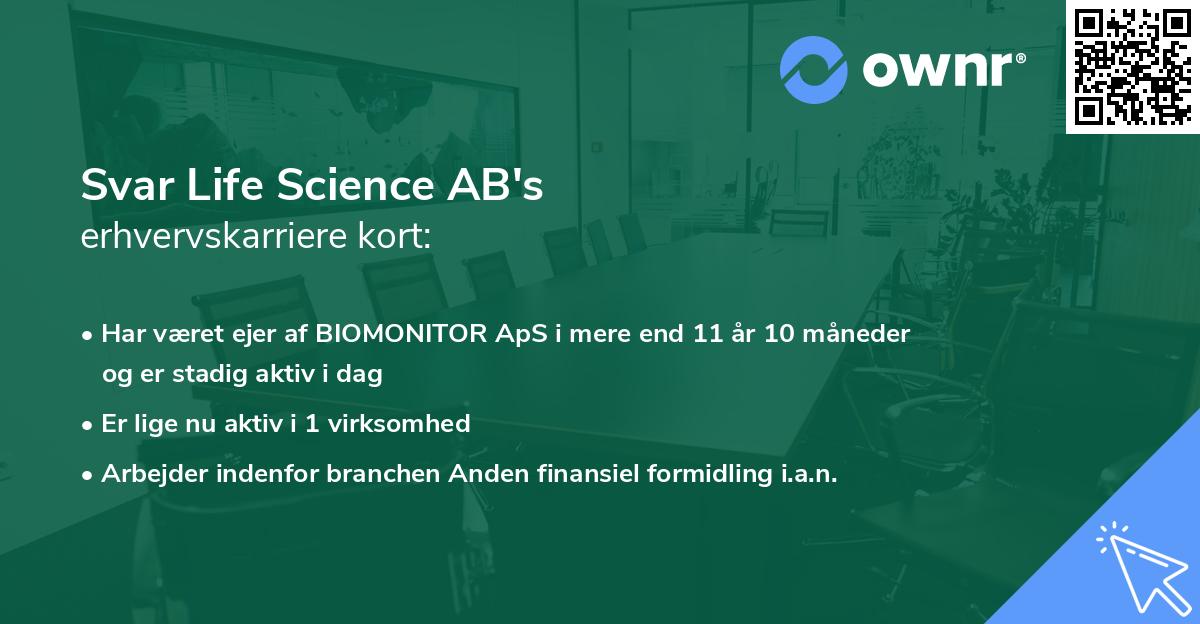 Svar Life Science AB's erhvervskarriere kort