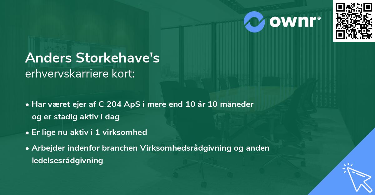 Anders Storkehave's erhvervskarriere kort