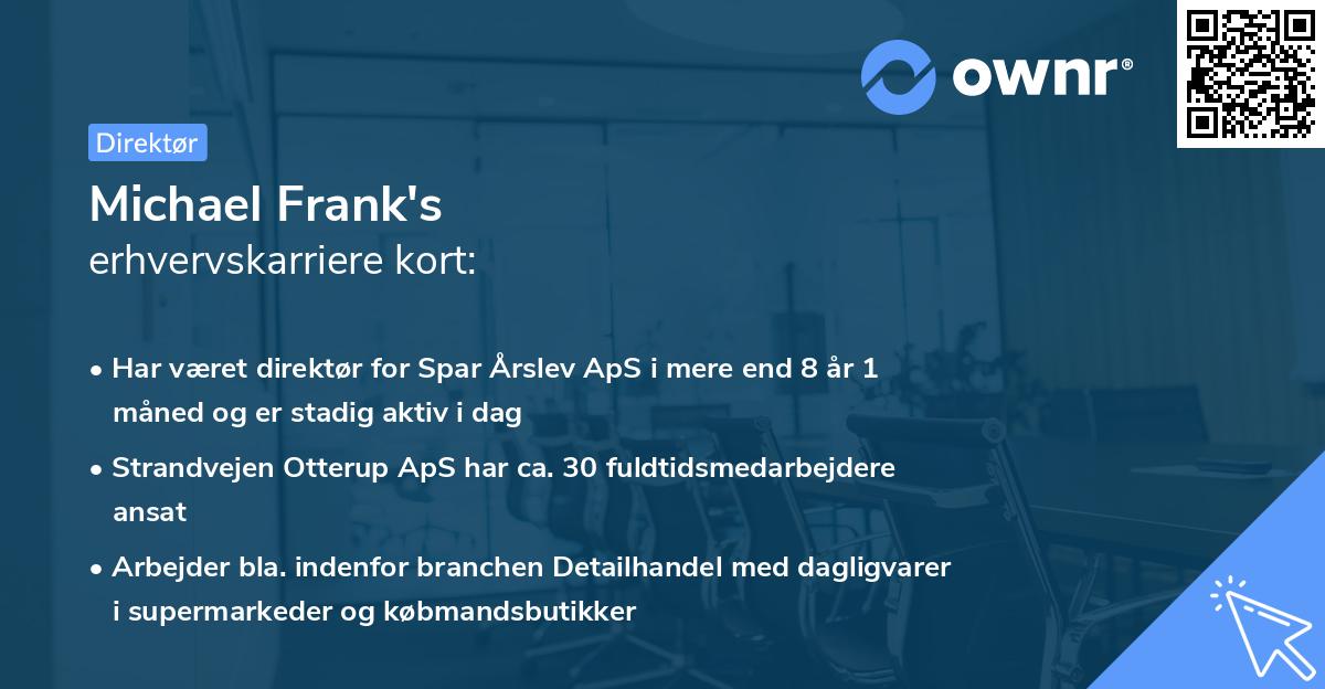 Michael Frank's erhvervskarriere kort