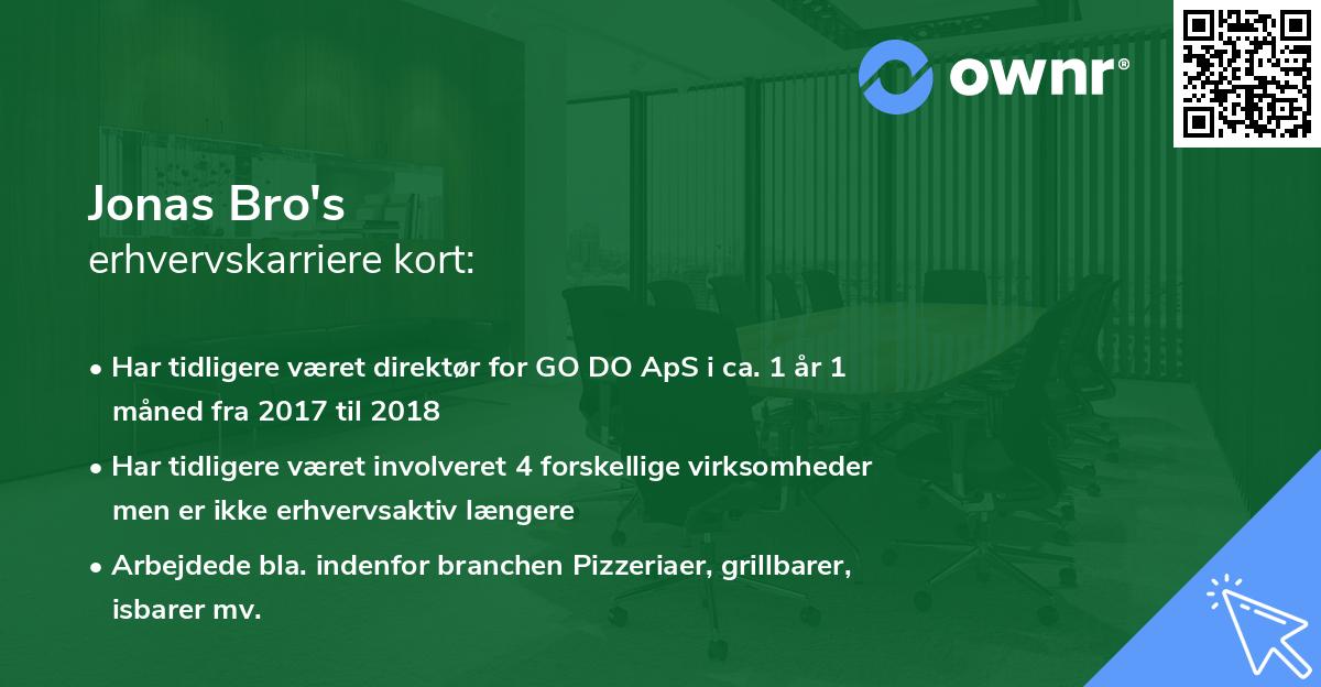 Jonas Bro's erhvervskarriere kort