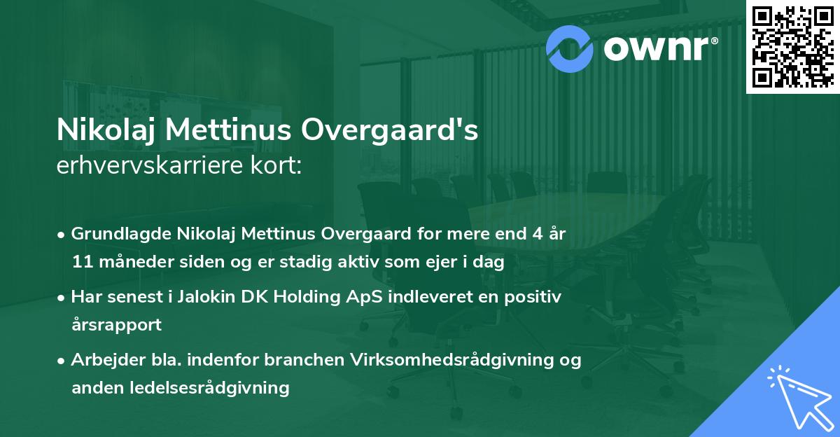 Nikolaj Mettinus Overgaard's erhvervskarriere kort