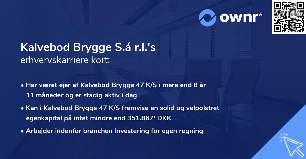 Kalvebod Brygge S.á r.l.'s erhvervskarriere kort