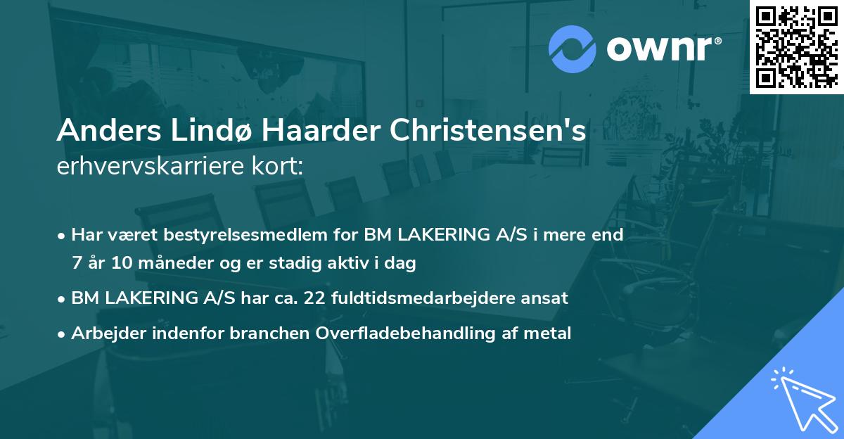 Anders Lindø Haarder Christensen's erhvervskarriere kort