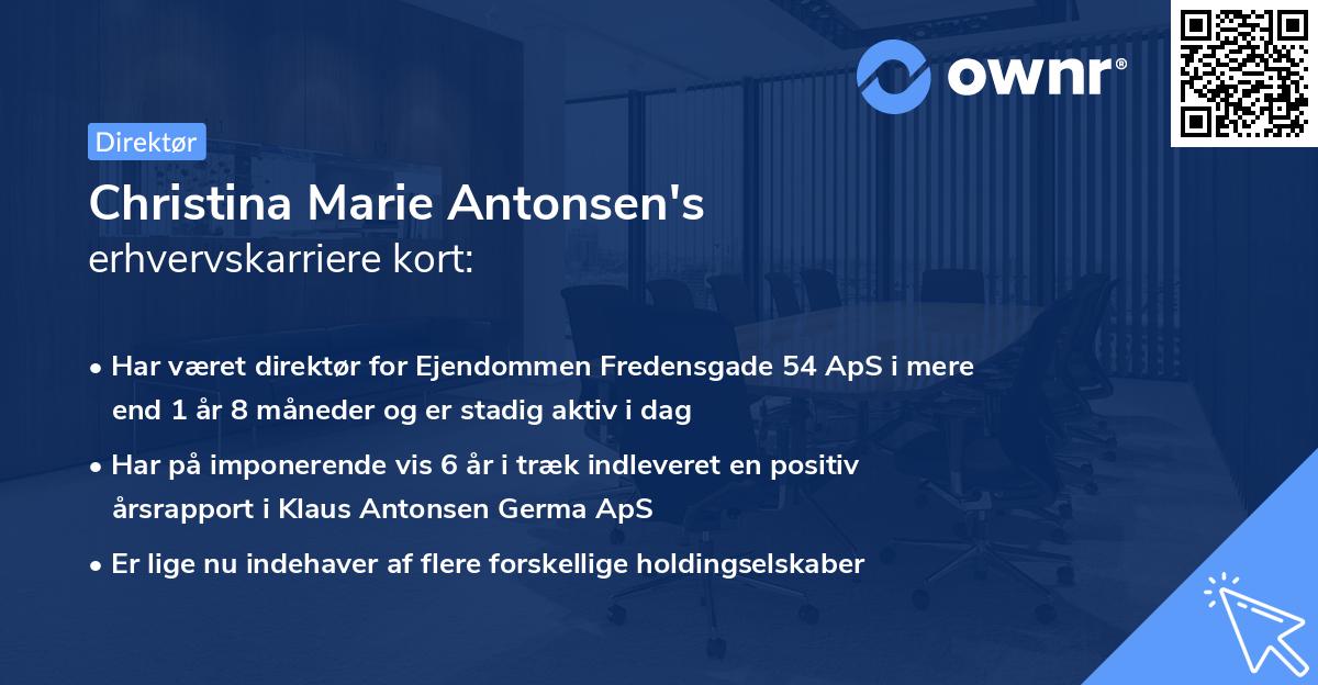 Christina Marie Antonsen's erhvervskarriere kort