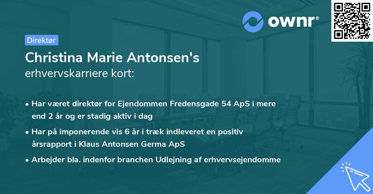 Christina Marie Antonsen's erhvervskarriere kort