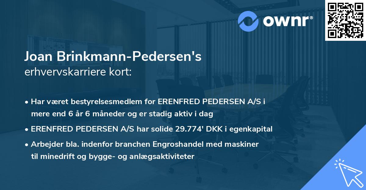 Joan Brinkmann-Pedersen's erhvervskarriere kort