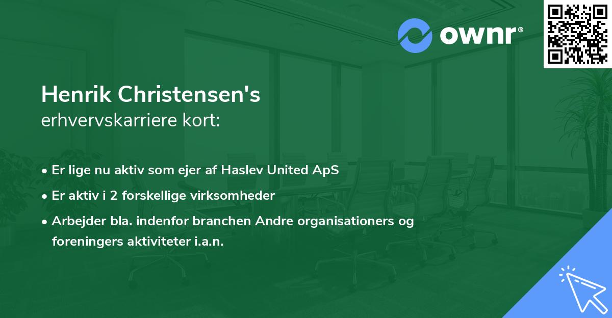 Henrik Christensen's erhvervskarriere kort