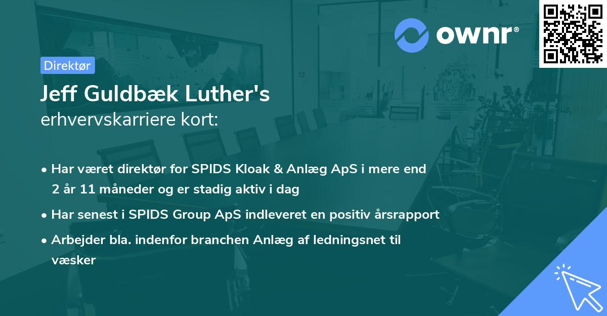 Jeff Guldbæk Luther's erhvervskarriere kort