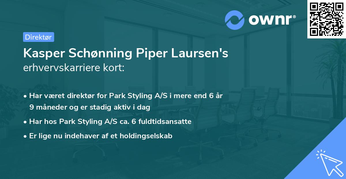 Kasper Schønning Piper Laursen's erhvervskarriere kort