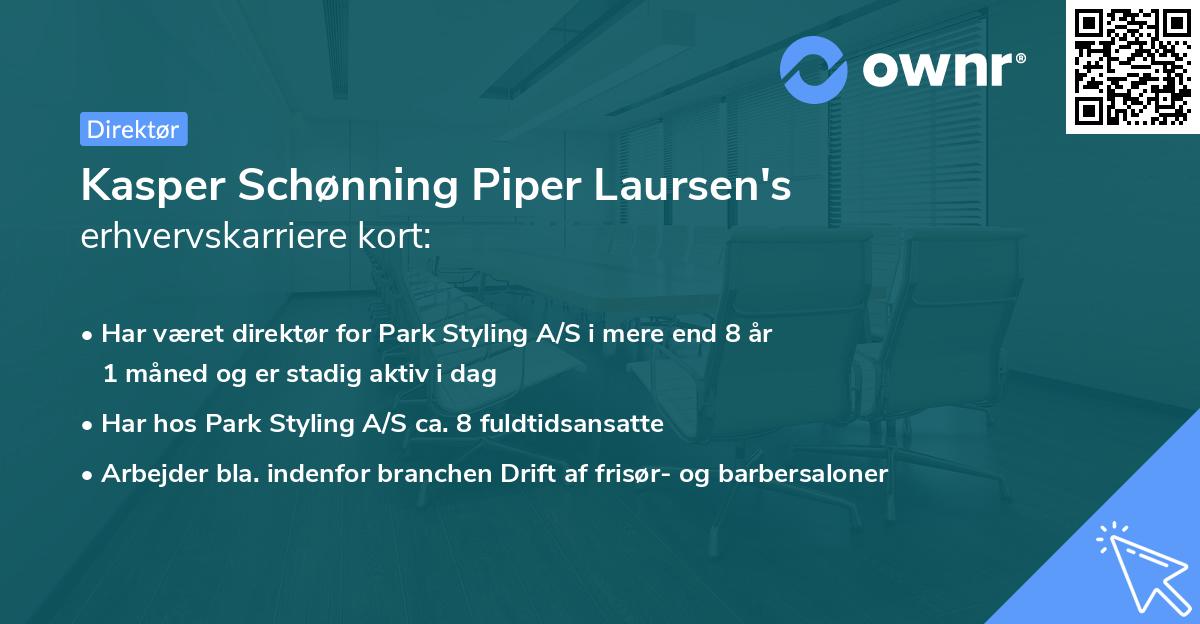 Kasper Schønning Piper Laursen's erhvervskarriere kort