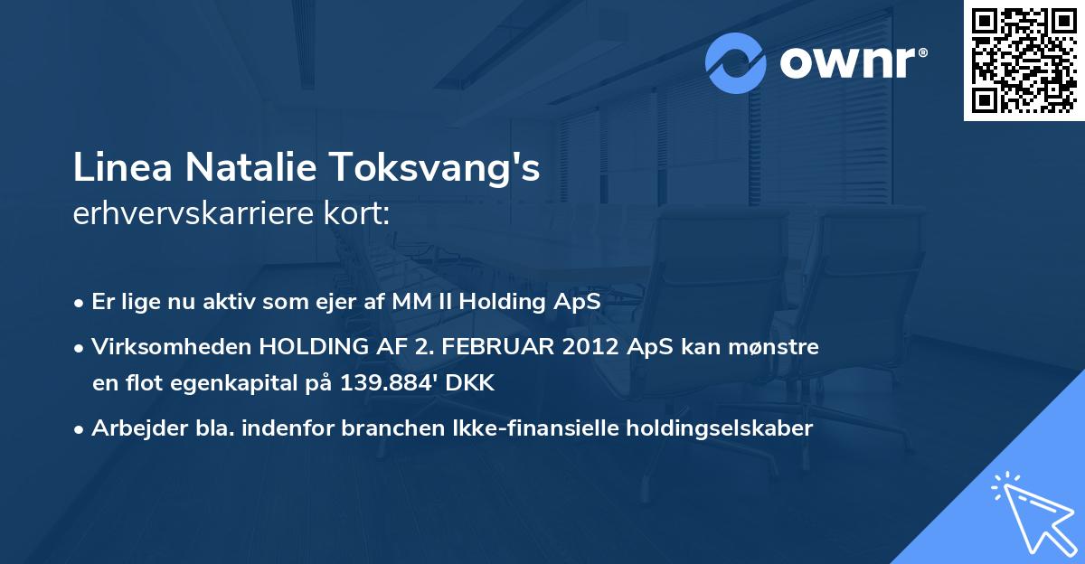 Linea Natalie Toksvang's erhvervskarriere kort