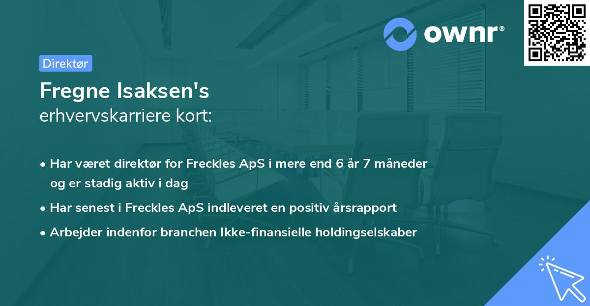 Fregne Isaksen's erhvervskarriere kort