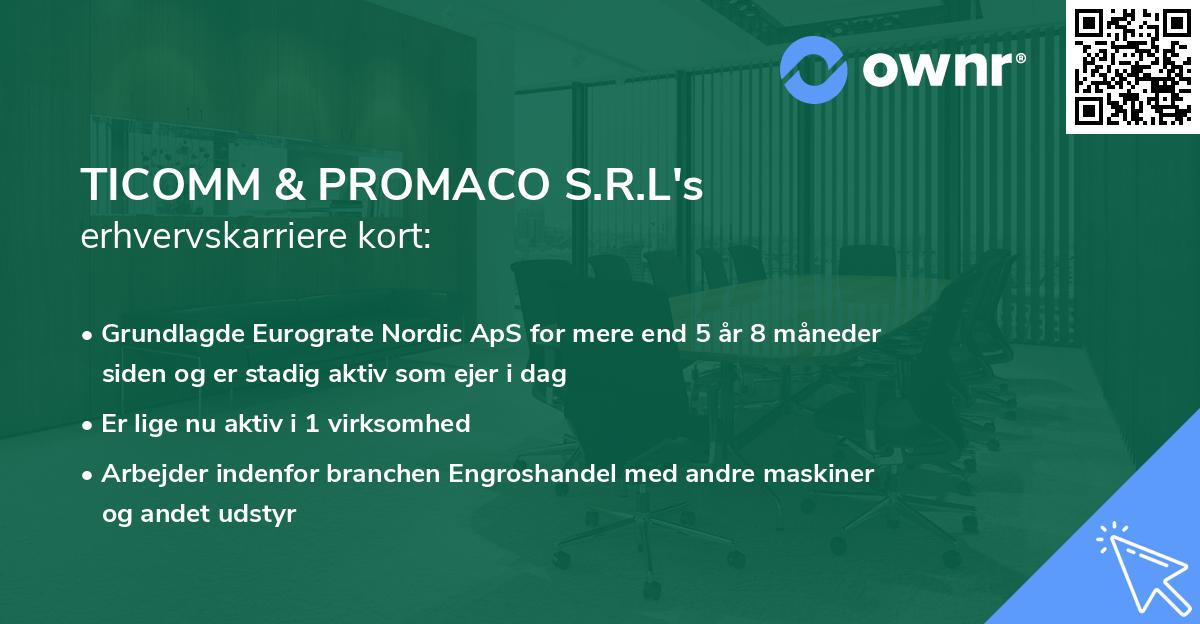 TICOMM & PROMACO S.R.L's erhvervskarriere kort