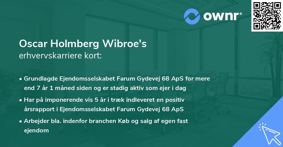 Oscar Holmberg Wibroe's erhvervskarriere kort