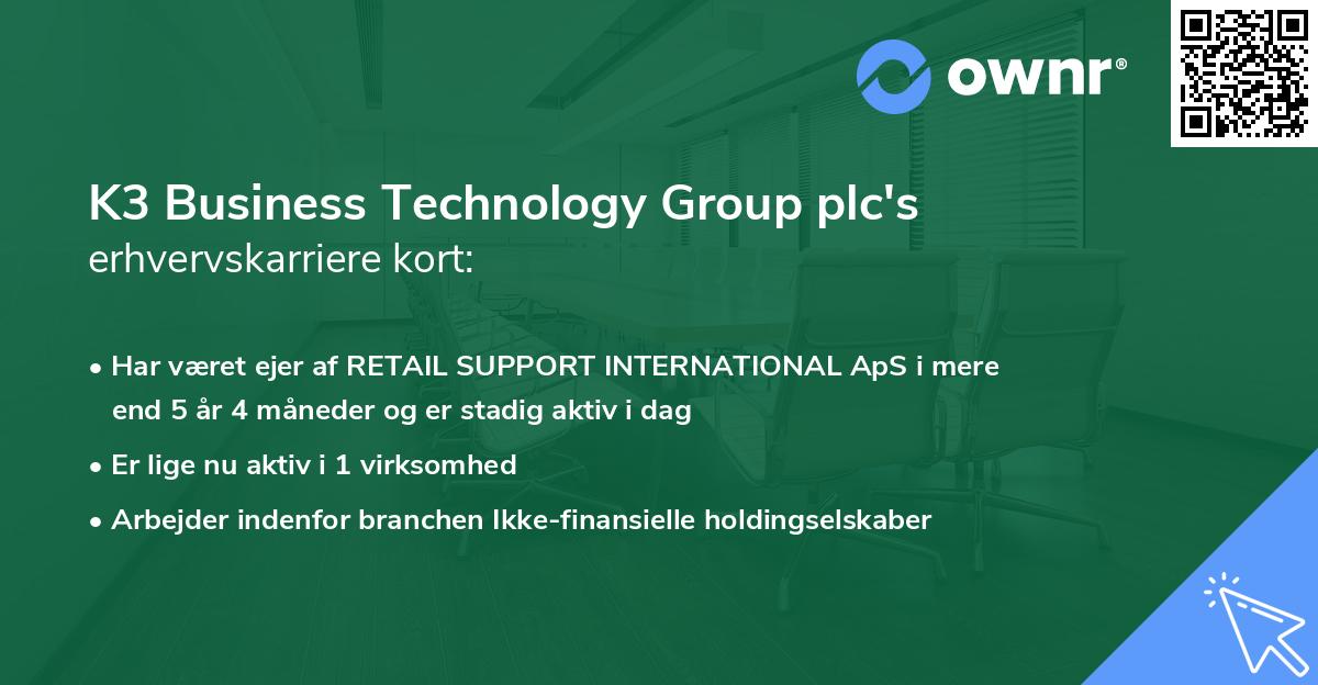 K3 Business Technology Group plc's erhvervskarriere kort