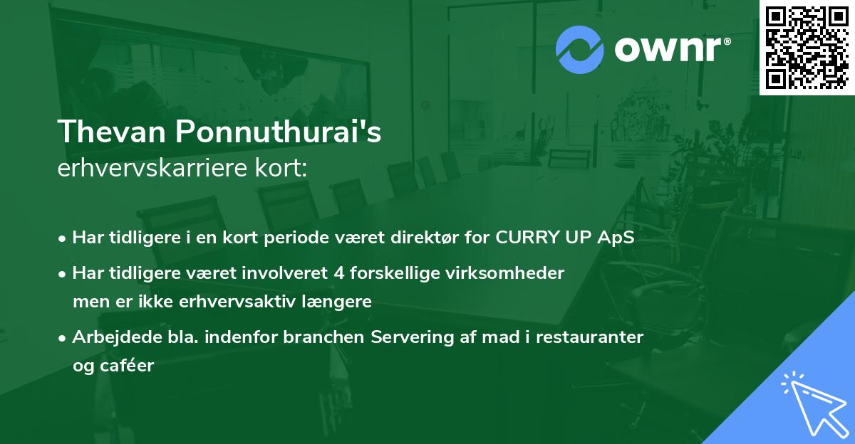 Thevan Ponnuthurai's erhvervskarriere kort