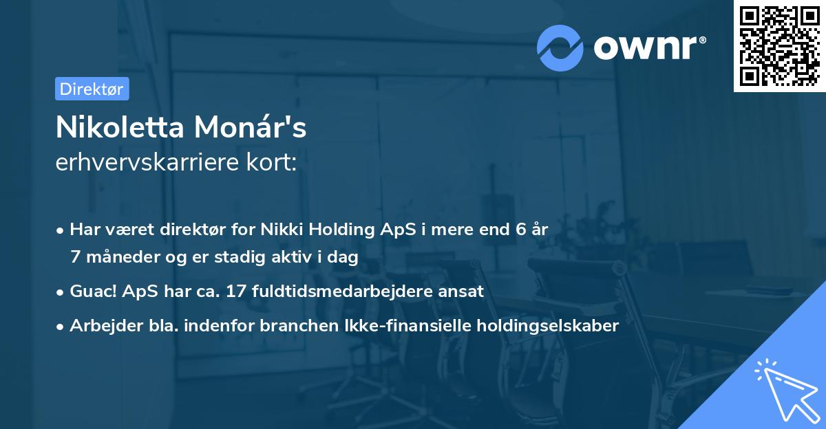Nikoletta Monár's erhvervskarriere kort