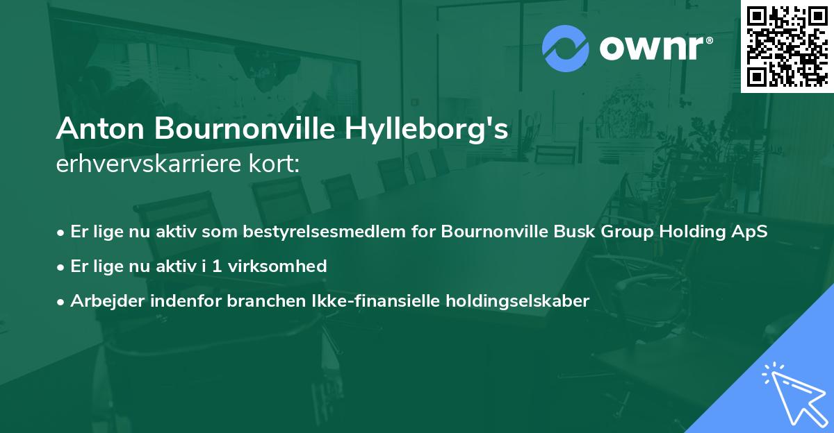 Anton Bournonville Hylleborg's erhvervskarriere kort