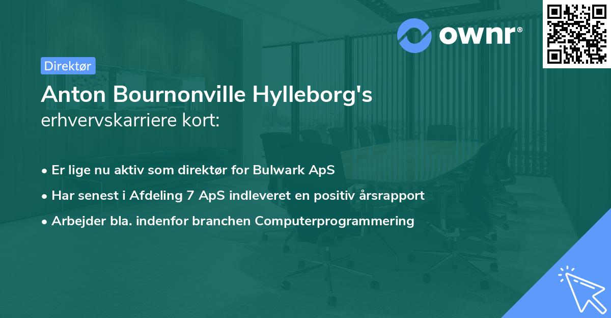 Anton Bournonville Hylleborg's erhvervskarriere kort