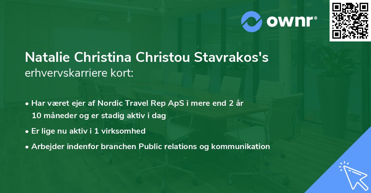 Natalie Christina Christou Stavrakos's erhvervskarriere kort