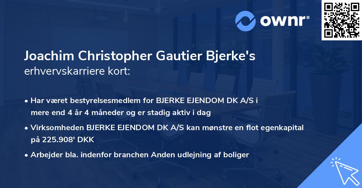 Joachim Christopher Gautier Bjerke's erhvervskarriere kort