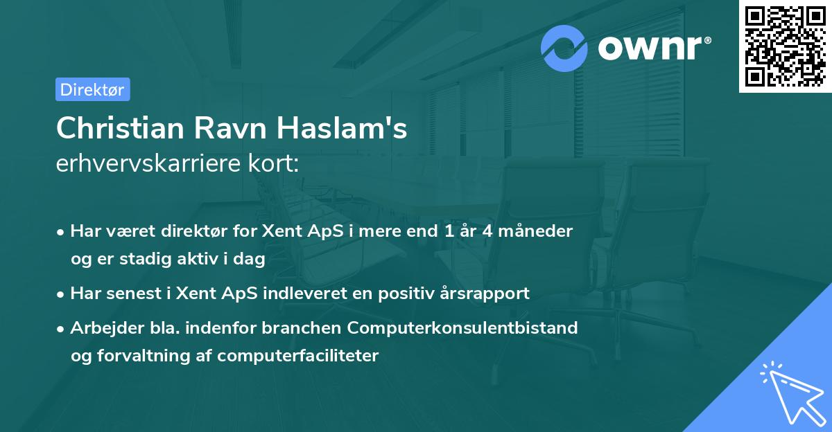 Christian Ravn Haslam's erhvervskarriere kort