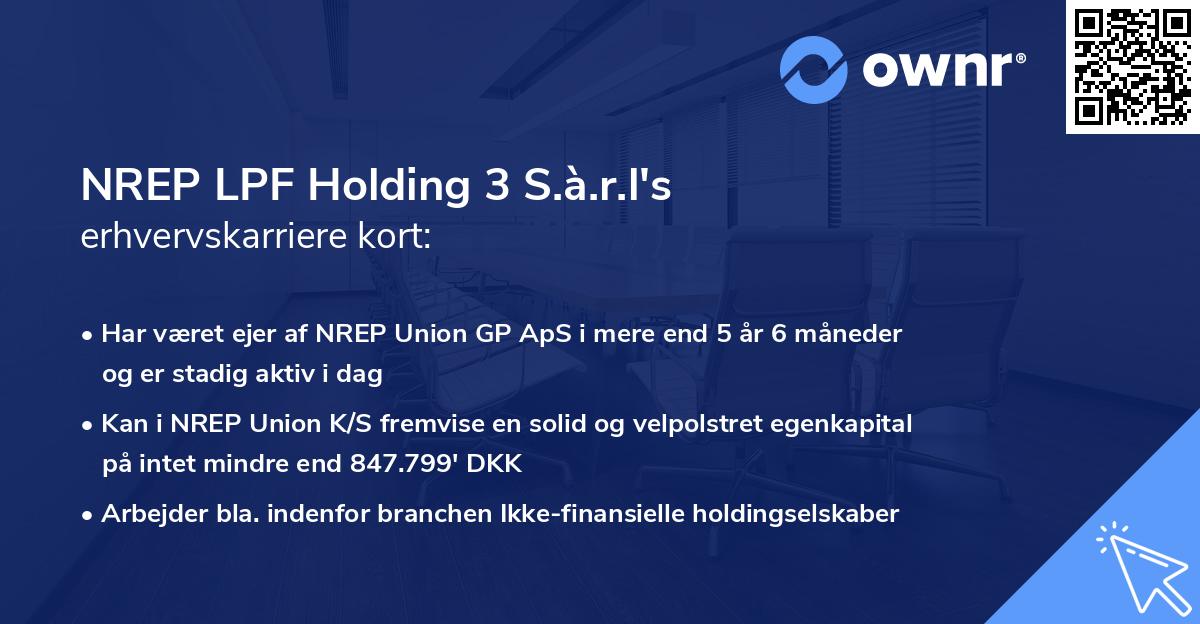NREP LPF Holding 3 S.à.r.l's erhvervskarriere kort