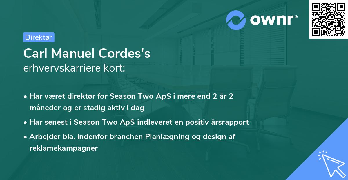 Carl Manuel Cordes's erhvervskarriere kort